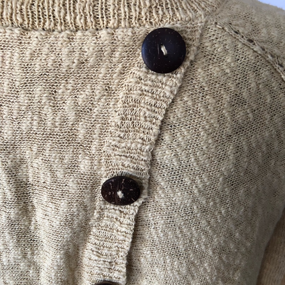 Haiku Yellow Knit Sweater Three Button Open Back - image 4